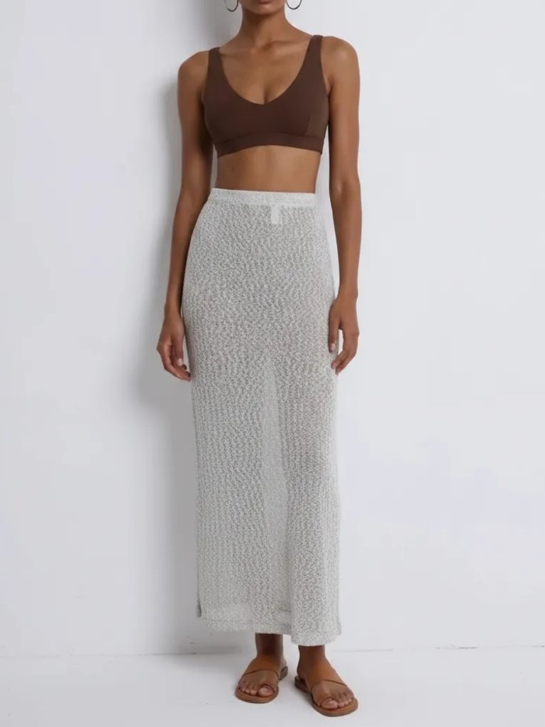 Musera Cream Knit Maxi Skirt Coverup